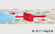 Flag Panoramic Map of Georgia, shaded relief outside, flag rotated