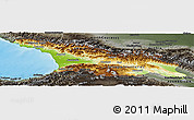 Physical Panoramic Map of Georgia, darken, semi-desaturated, land only