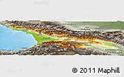 Physical Panoramic Map of Georgia, semi-desaturated, land only