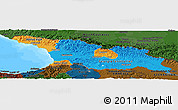Political Panoramic Map of Georgia, darken, land only
