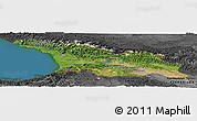 Satellite Panoramic Map of Georgia, darken, desaturated, land only