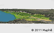 Satellite Panoramic Map of Georgia, darken, semi-desaturated, land only