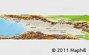 Shaded Relief Panoramic Map of Georgia, physical outside