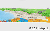 Shaded Relief Panoramic Map of Georgia, political outside, shaded relief sea