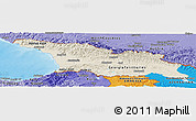 Shaded Relief Panoramic Map of Georgia, political shades outside, shaded relief sea