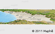 Shaded Relief Panoramic Map of Georgia, satellite outside, shaded relief sea