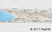Shaded Relief Panoramic Map of Georgia, semi-desaturated, land only