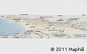 Shaded Relief Panoramic Map of Georgia, semi-desaturated
