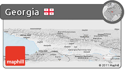 Silver Style Panoramic Map of Georgia
