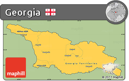 Savanna Style Simple Map of Georgia, cropped outside