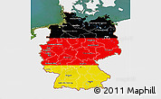 Flag 3D Map of Germany, single color outside, satellite sea