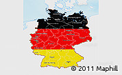 Flag 3D Map of Germany, single color outside, shaded relief sea