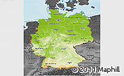 Physical 3D Map of Germany, darken, desaturated, land only