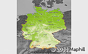 Physical 3D Map of Germany, darken, desaturated