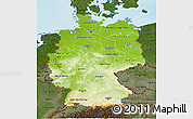 Physical 3D Map of Germany, darken, land only