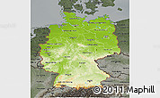 Physical 3D Map of Germany, darken, semi-desaturated