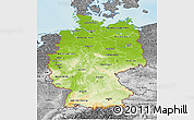 Physical 3D Map of Germany, desaturated, land only