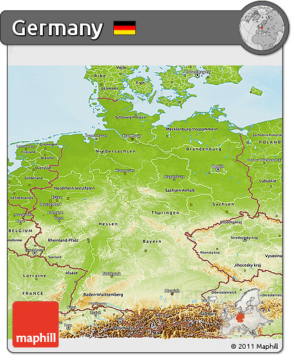 Physical 3D Map of Germany