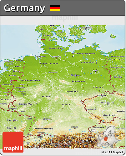 Physical 3D Map of Germany