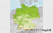 Physical 3D Map of Germany, lighten, desaturated, land only