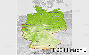 Physical 3D Map of Germany, lighten, desaturated