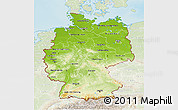 Physical 3D Map of Germany, lighten, land only