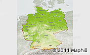 Physical 3D Map of Germany, lighten, semi-desaturated