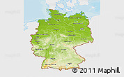 Physical 3D Map of Germany, single color outside, bathymetry sea, shaded relief sea