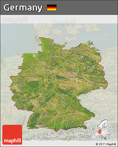 Satellite 3D Map of Germany, lighten