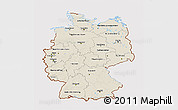 Shaded Relief 3D Map of Germany, cropped outside