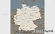 Shaded Relief 3D Map of Germany, darken