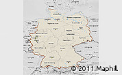 Shaded Relief 3D Map of Germany, desaturated