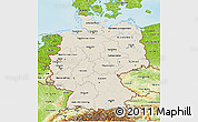 Shaded Relief 3D Map of Germany, physical outside