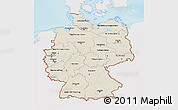 Shaded Relief 3D Map of Germany, single color outside