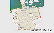 Shaded Relief 3D Map of Germany, single color outside, satellite sea