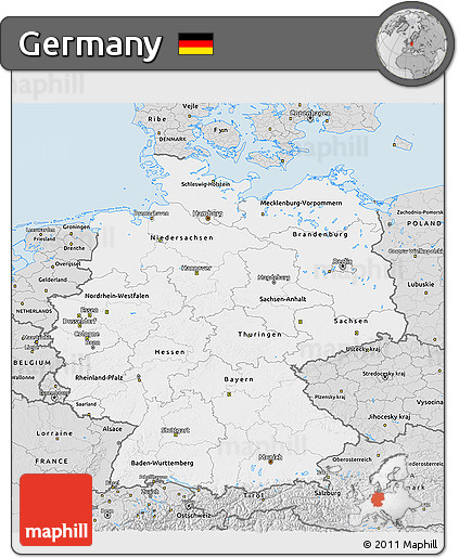 Silver Style 3D Map of Germany