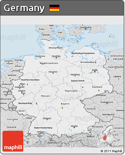 Silver Style 3D Map of Germany