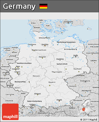 Silver Style 3D Map of Germany
