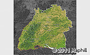 Satellite 3D Map of Baden-Württemberg, darken, desaturated