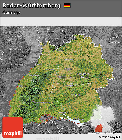Satellite 3D Map of Baden-Württemberg, desaturated