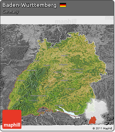 Satellite 3D Map of Baden-Württemberg, desaturated