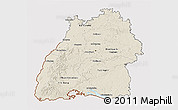 Shaded Relief 3D Map of Baden-Württemberg, cropped outside