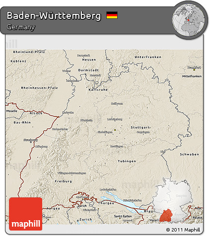 Shaded Relief 3D Map of Baden-Württemberg