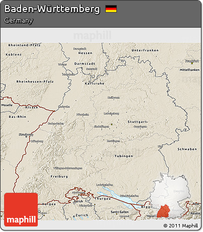 Shaded Relief 3D Map of Baden-Württemberg