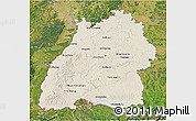 Shaded Relief 3D Map of Baden-Württemberg, satellite outside