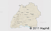 Shaded Relief 3D Map of Baden-Württemberg, single color outside