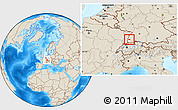 Shaded Relief Location Map of Freiburg