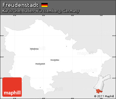 Silver Style Simple Map of Freudenstadt, single color outside