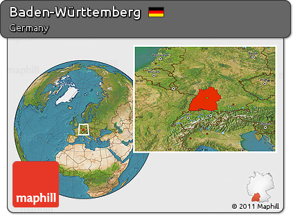 Satellite Location Map of Baden-Württemberg