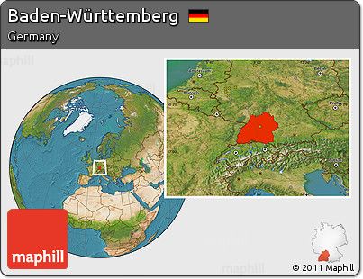 Satellite Location Map of Baden-Württemberg